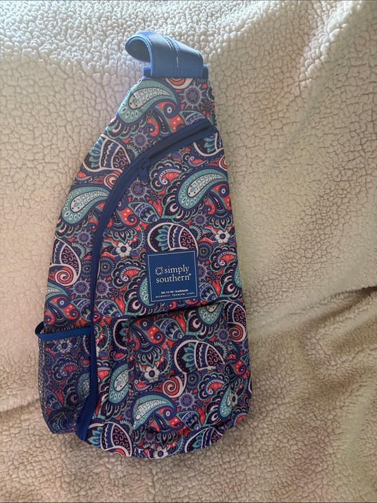 Simply Southern Handbags - Simply Southern Paisley Sling Bag - Blue/Teal/Coral